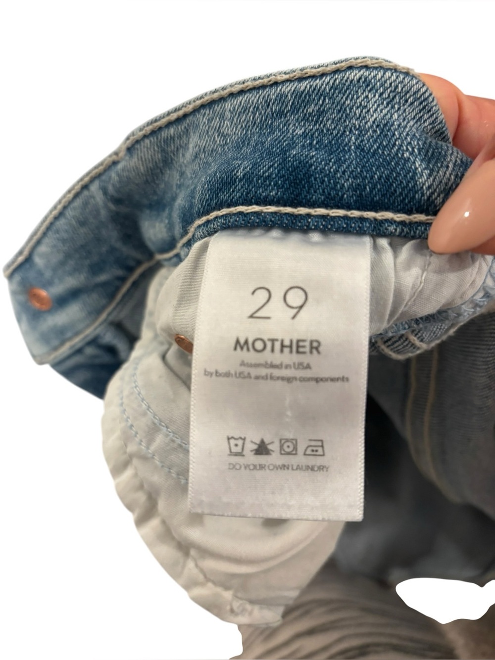 MOTHER Light Blue Distressed Flare Jeans - Picture 4 of 5